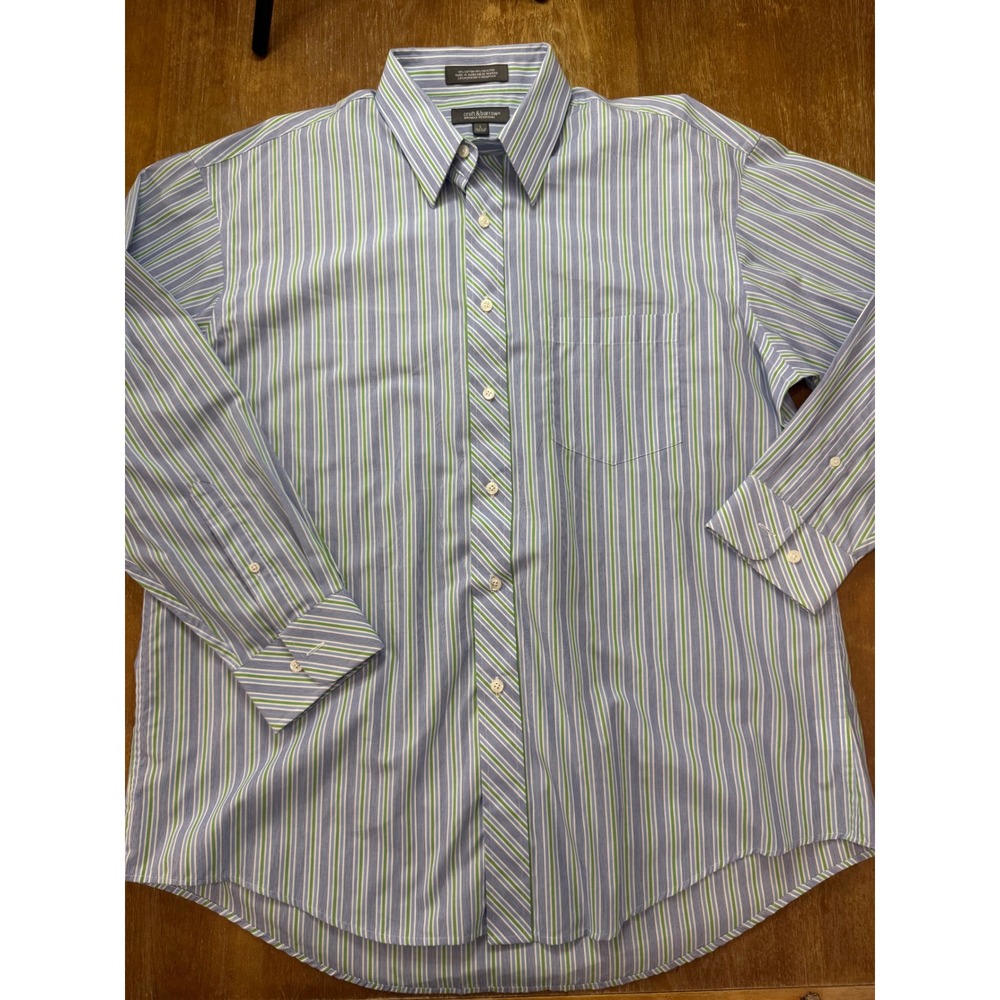 Craft & Barrow Mens Large Blue Green Striped Long Sleeve Button Down Shirt L